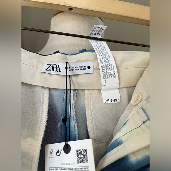 NWT Zara Tie-Dyed Print Wide High Rise Leg Pants Trousers S - Picture 16 of 16